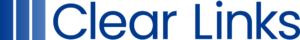 Clear Links logo - the words clear links in dark blue sans serif font